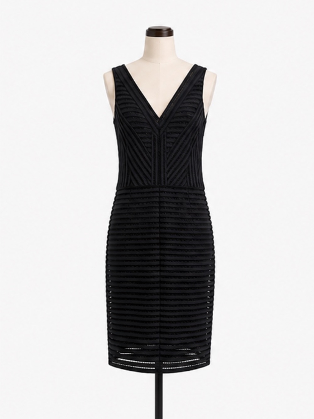 W by Worth Black V-Neck Textured Midi Dress
